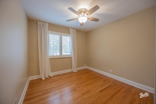 143 Midway Ln, Vernon Hills, IL 60061 - empty room featuring visible vents, a ceiling fan, light wood-style flooring, and baseboards