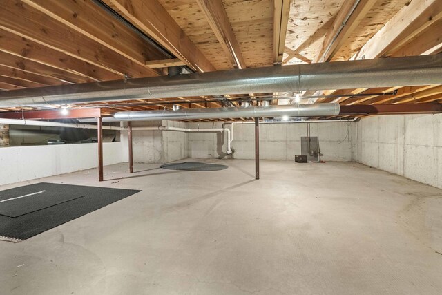 view of unfinished basement
