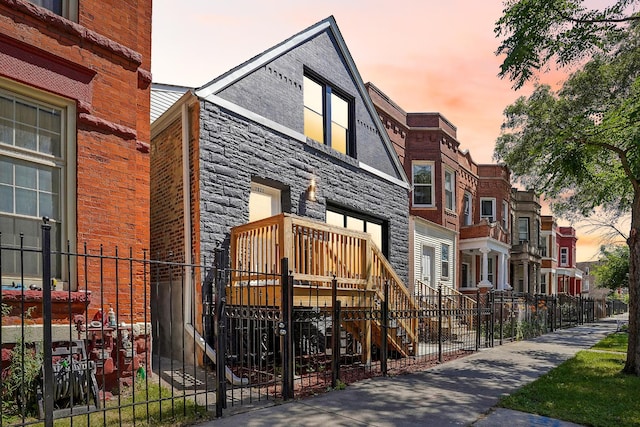 exterior space featuring a residential view and fence private yard