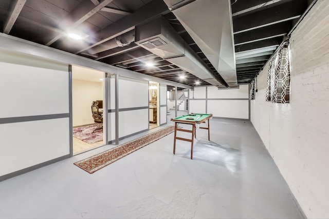 view of finished basement