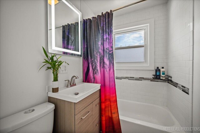 3005 Starling Ln, Rolling Meadows, IL 60008 - full bathroom featuring toilet, shower / tub combo, and vanity