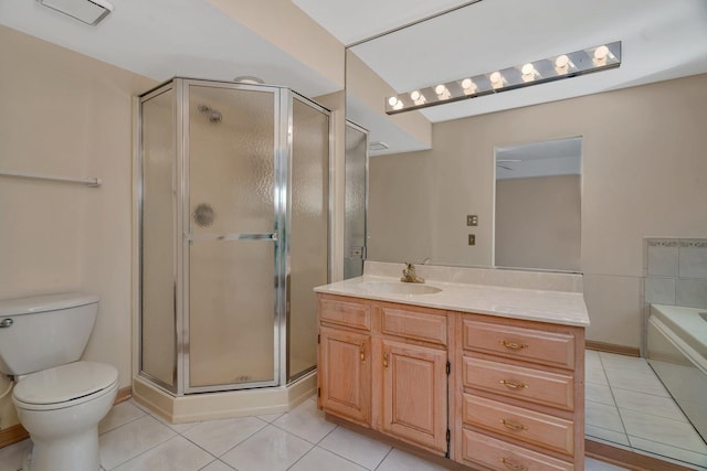 7017 Plymouth Ct, Tinley Park, IL 60477 - full bathroom with toilet, a bath, a shower stall, tile patterned flooring, and vanity