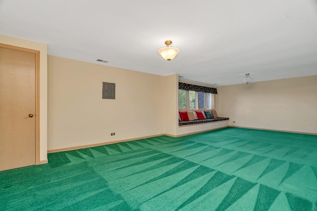 7017 Plymouth Ct, Tinley Park, IL 60477 - spare room featuring baseboards, visible vents, carpet, and electric panel