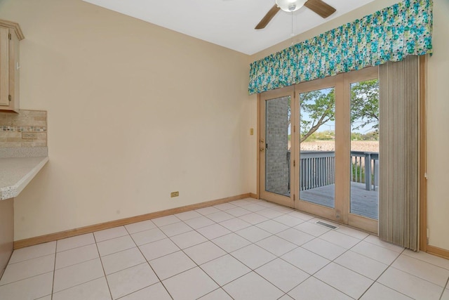 7017 Plymouth Ct, Tinley Park, IL 60477 - spare room featuring baseboards, ceiling fan, and visible vents