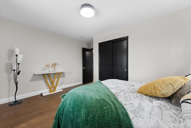 4430 Roslyn Rd, Downers Grove, IL 60515 - bedroom with baseboards, a closet, and wood finished floors