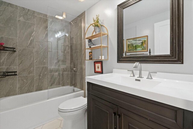 full bath with vanity, shower / bathtub combination, and toilet