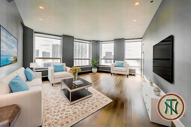 600 N Kingsbury St Unit 1902, Chicago, IL 60654 - living room with plenty of natural light, wood-type flooring, and recessed lighting