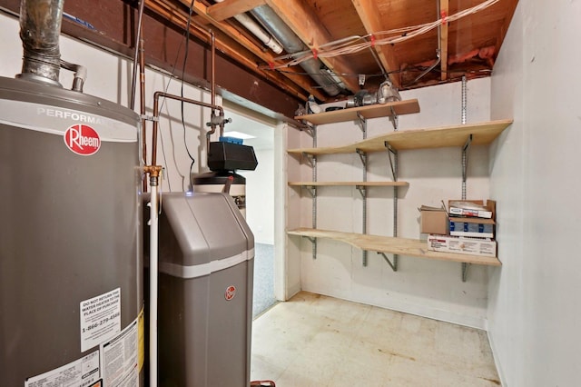 utility room with water heater