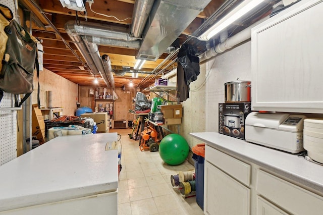 view of unfinished basement