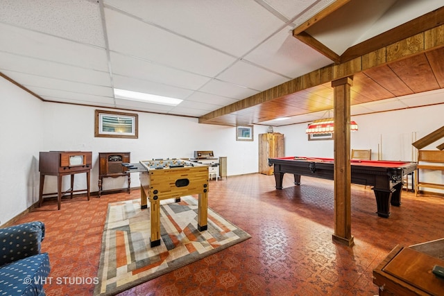 1525 Swallow St, Naperville, IL 60565 - game room featuring a paneled ceiling and pool table