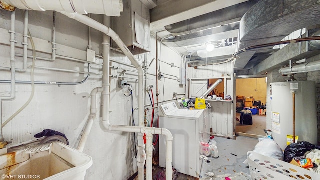 unfinished below grade area featuring gas water heater