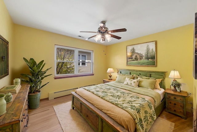 7010 W Devon Ave, Chicago, IL 60631 - bedroom with baseboard heating, wood finished floors, ceiling fan, and baseboards