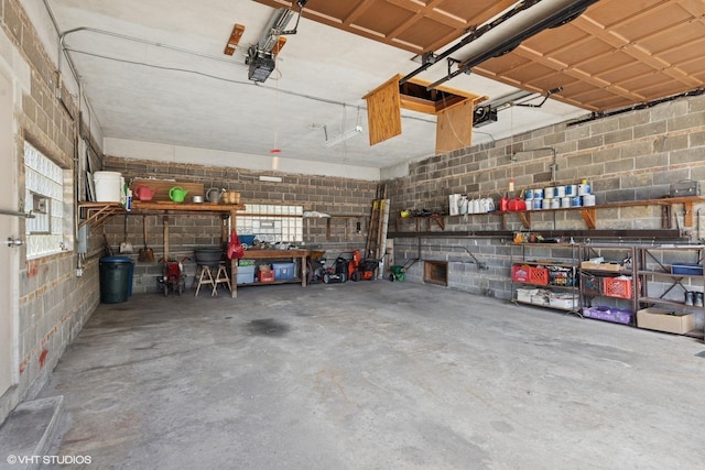 7010 W Devon Ave, Chicago, IL 60631 - garage featuring concrete block wall and a garage door opener