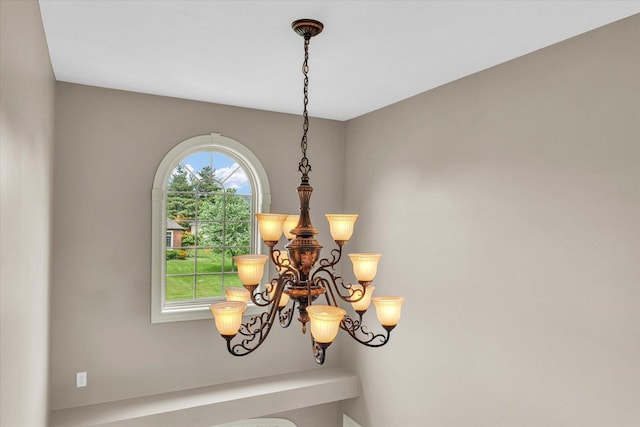 detailed view of a chandelier