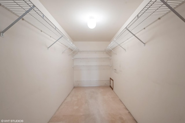 spacious closet with light colored carpet