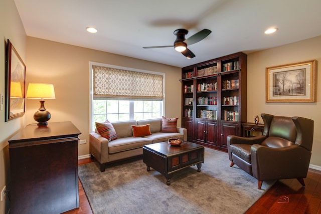 2550 Bayswater Cir, Gurnee, IL 60031 - living room featuring ceiling fan, wood finished floors, recessed lighting, and baseboards