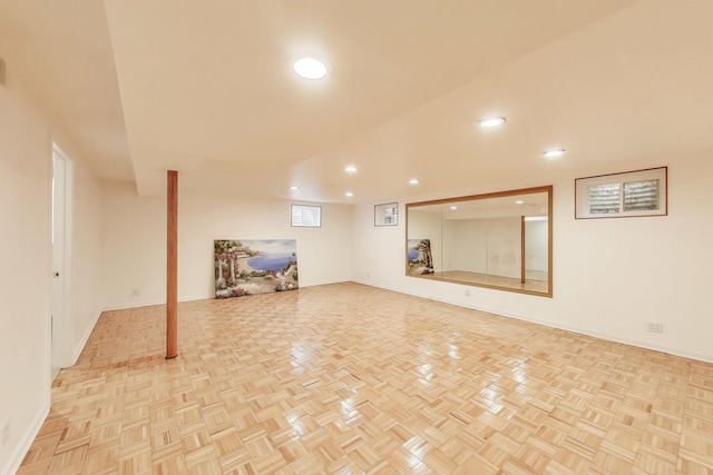 interior space featuring recessed lighting and baseboards