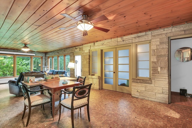 902 W William St, Champaign, IL 61821 - dining area with a ceiling fan, healthy amount of natural light, and wooden ceiling