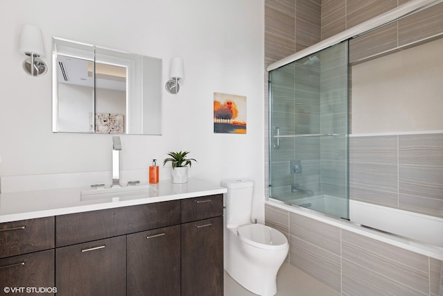 400 W Ontario St Unit 1801, Chicago, IL 60654 - full bath with tiled shower / bath combo, vanity, toilet, and tile patterned floors