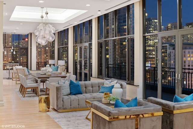 400 W Ontario St Unit 1801, Chicago, IL 60654 - common area featuring a view of city lights, floor to ceiling windows, and recessed lighting