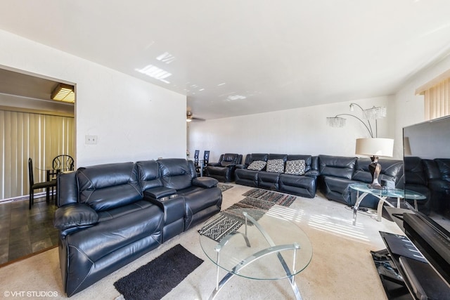 view of carpeted living area