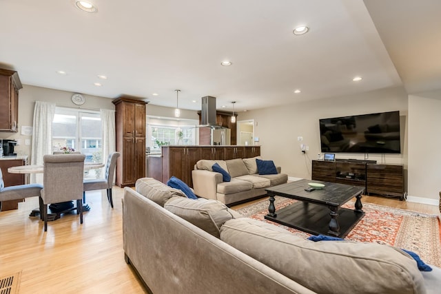 6700 N Monticello Ave, Lincolnwood, IL 60712 - living room featuring recessed lighting and light wood finished floors