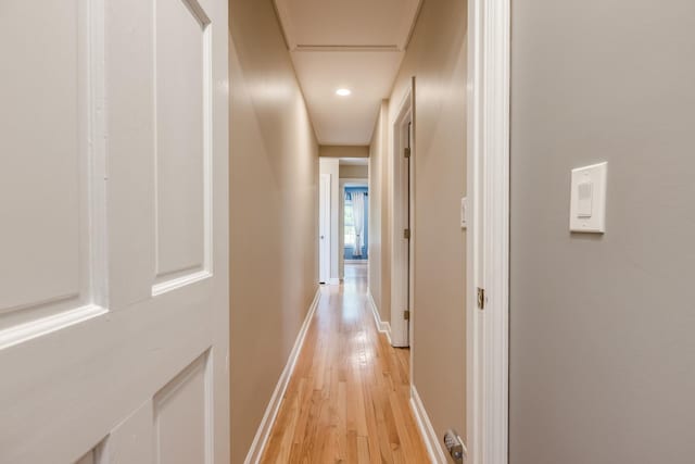 6700 N Monticello Ave, Lincolnwood, IL 60712 - hall with light wood-style floors, baseboards, and recessed lighting