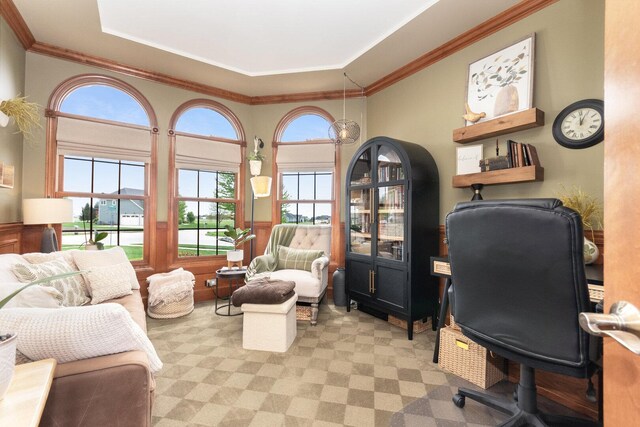 7659 Fairway Dr, Yorkville, IL 60560 - office with crown molding and light carpet