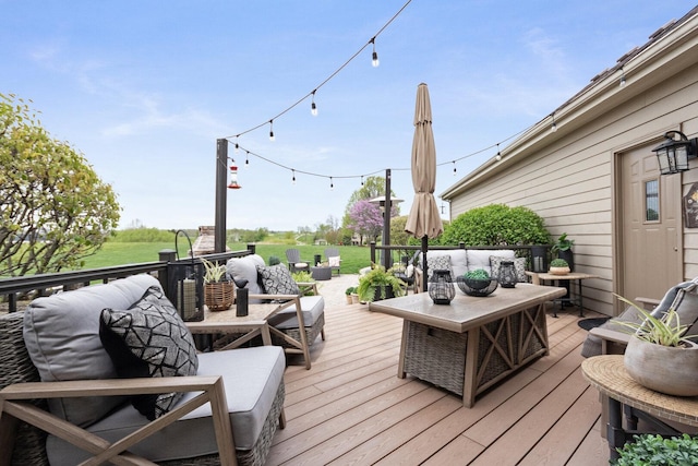 7659 Fairway Dr, Yorkville, IL 60560 - wooden terrace featuring outdoor lounge area
