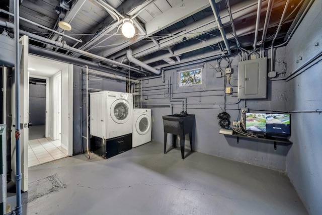 12540 S Tripp Ave, Alsip, IL 60803 - below grade area with independent washer and dryer and electric panel