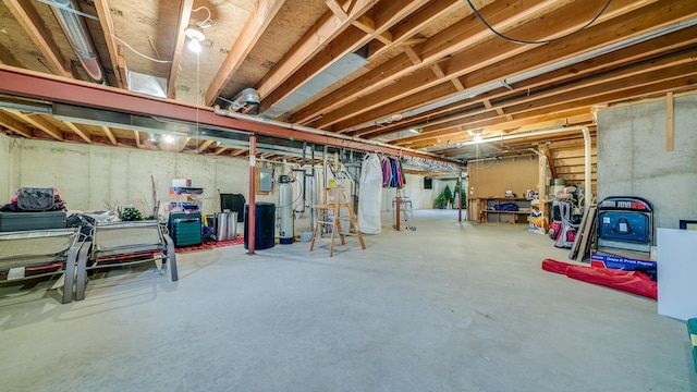 unfinished below grade area with heating unit