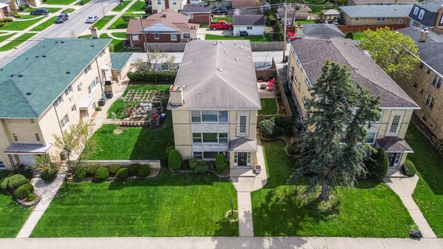 aerial view with a residential view