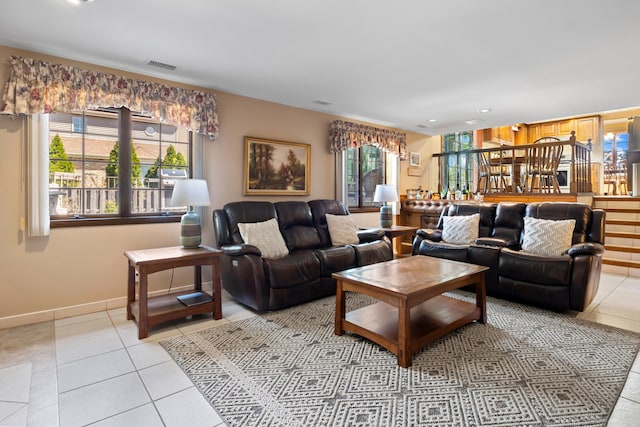 6338 Parkwood Ct, Oak Forest, IL 60452 - living area with light tile patterned floors, baseboards, and recessed lighting