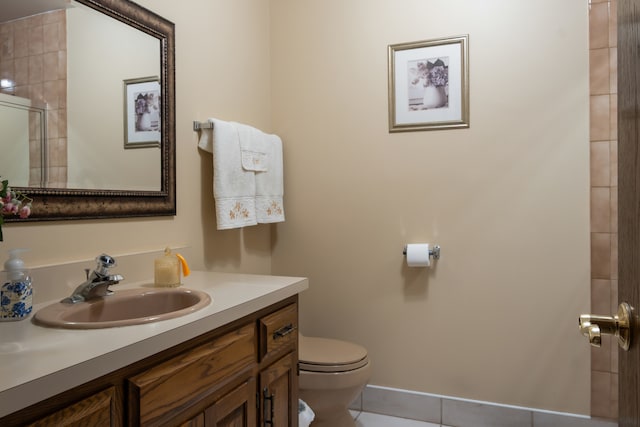 6338 Parkwood Ct, Oak Forest, IL 60452 - bathroom featuring tile patterned flooring, toilet, vanity, and a shower with door