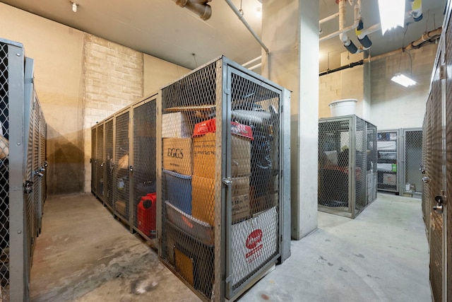 storage area with an exterior structure