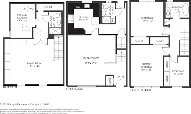 7303 N Campbell Ave Unit A, Chicago, IL 60645 - property floor plan