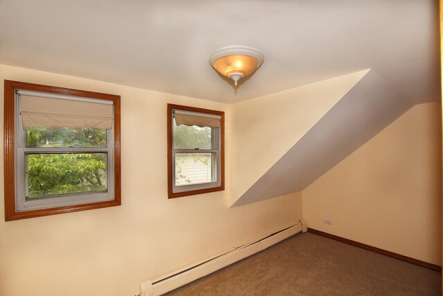 6511 174th St, Tinley Park, IL 60477 - bonus room with baseboard heating, carpet flooring, lofted ceiling, and baseboards