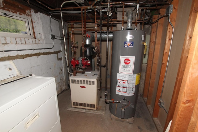 6511 174th St, Tinley Park, IL 60477 - utility room featuring washer / dryer, water heater, and a heating unit