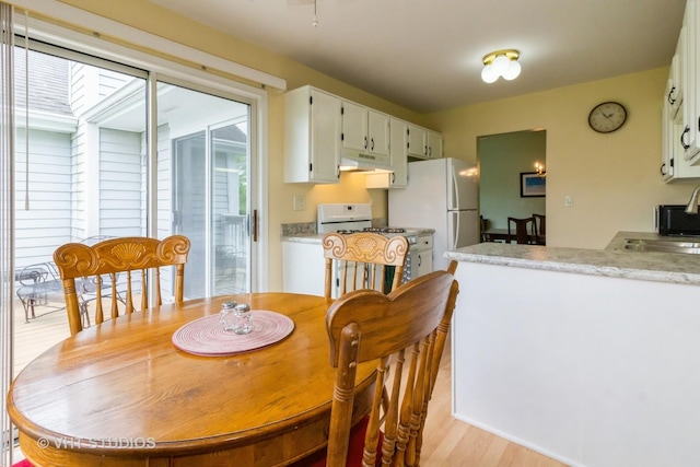 dining room featuring light wood finished floors
