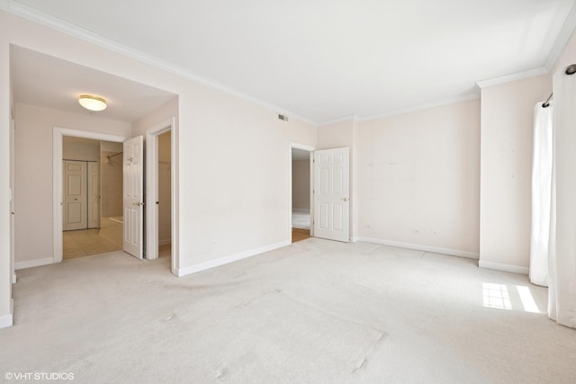 44 N Vail Ave Unit 313, Arlington Heights, IL 60005 - unfurnished bedroom with light colored carpet, crown molding, and baseboards