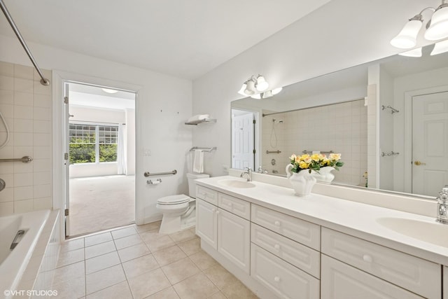 44 N Vail Ave Unit 313, Arlington Heights, IL 60005 - full bath featuring tile patterned floors, shower / bath combination, double vanity, and toilet