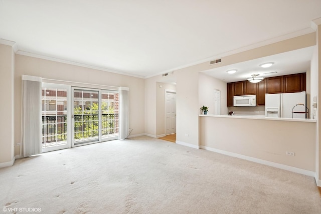 44 N Vail Ave Unit 313, Arlington Heights, IL 60005 - unfurnished living room featuring crown molding, light carpet, and baseboards