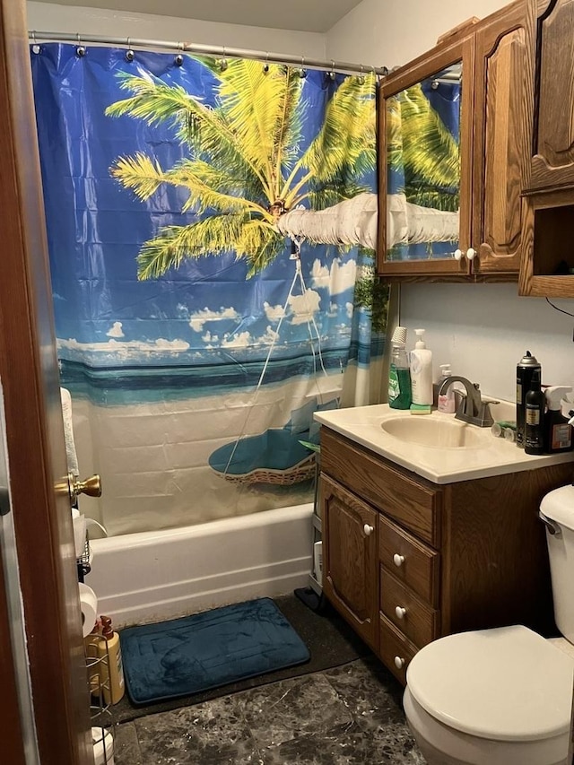 513 E Main St, Morrison, IL 61270 - bathroom with toilet, vanity, and shower / bathtub combination with curtain