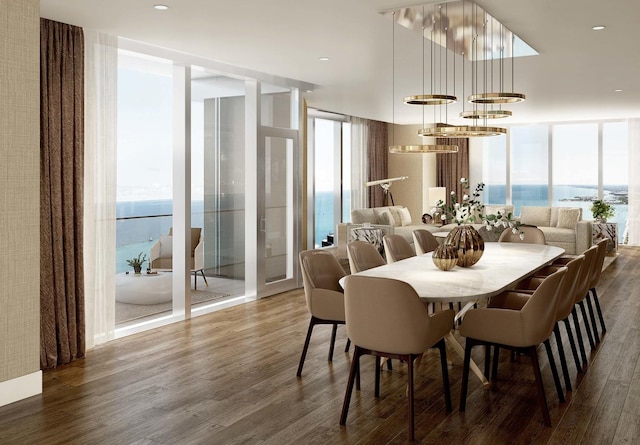 363 E Wacker Dr Unit 5906, Chicago, IL 60601 - dining area featuring a water view, expansive windows, and wood finished floors