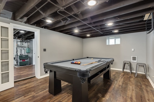 220 N Myrtle Ave, Elmhurst, IL 60126 - rec room with pool table, visible vents, baseboards, and dark wood-type flooring