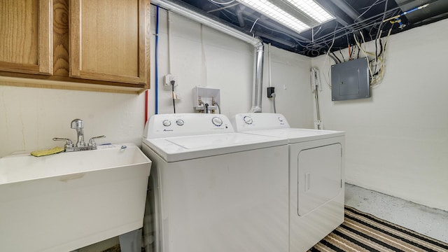 1008 Mary Ave, Dixon, IL 61021 - laundry area with cabinet space, electric panel, and separate washer and dryer