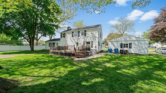 1008 Mary Ave, Dixon, IL 61021 - rear view of property with a wooden deck and a chimney
