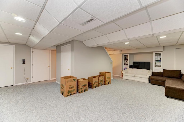 3615 Fairfax Ct E, Aurora, IL 60504 - living area featuring carpet, recessed lighting, and a paneled ceiling