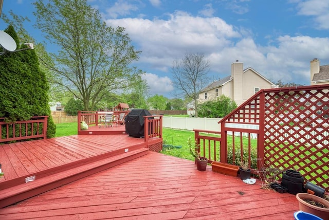 3615 Fairfax Ct E, Aurora, IL 60504 - wooden deck with a grill