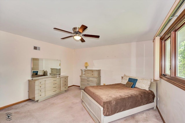 19640 Patricia Ln, Mokena, IL 60448 - bedroom with baseboards, light carpet, and ceiling fan